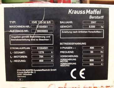 KRAUSS MAFFEI Single Screw Extruder KME 125-36 B/R