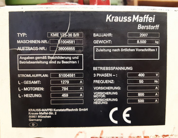KRAUSS MAFFEI Single Screw Extruder KME 125-36 B/R